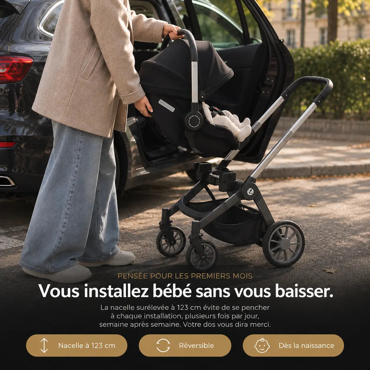 Poussette nouveau né 3 en 1 - NAAYLI