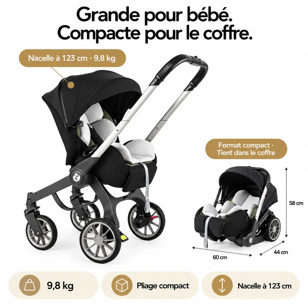 Poussette nouveau né 3 en 1 - NAAYLI