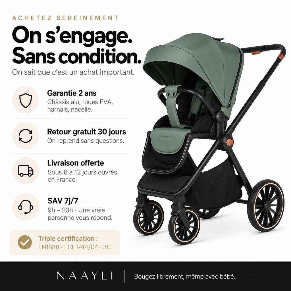 Poussette 3 en 1 compacte tout terrain - NAAYLI