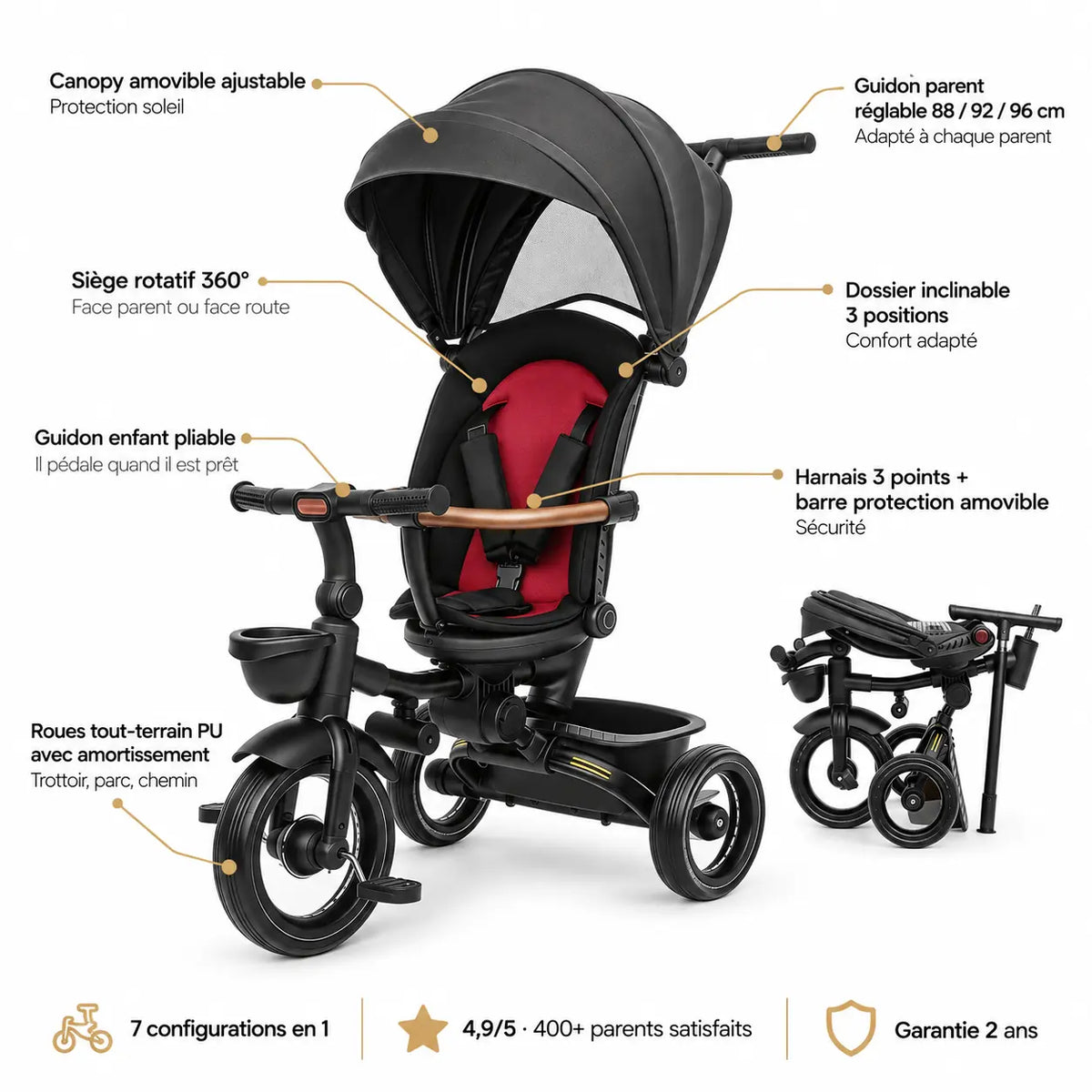 Poussette vélo évolutive - NAAYLI