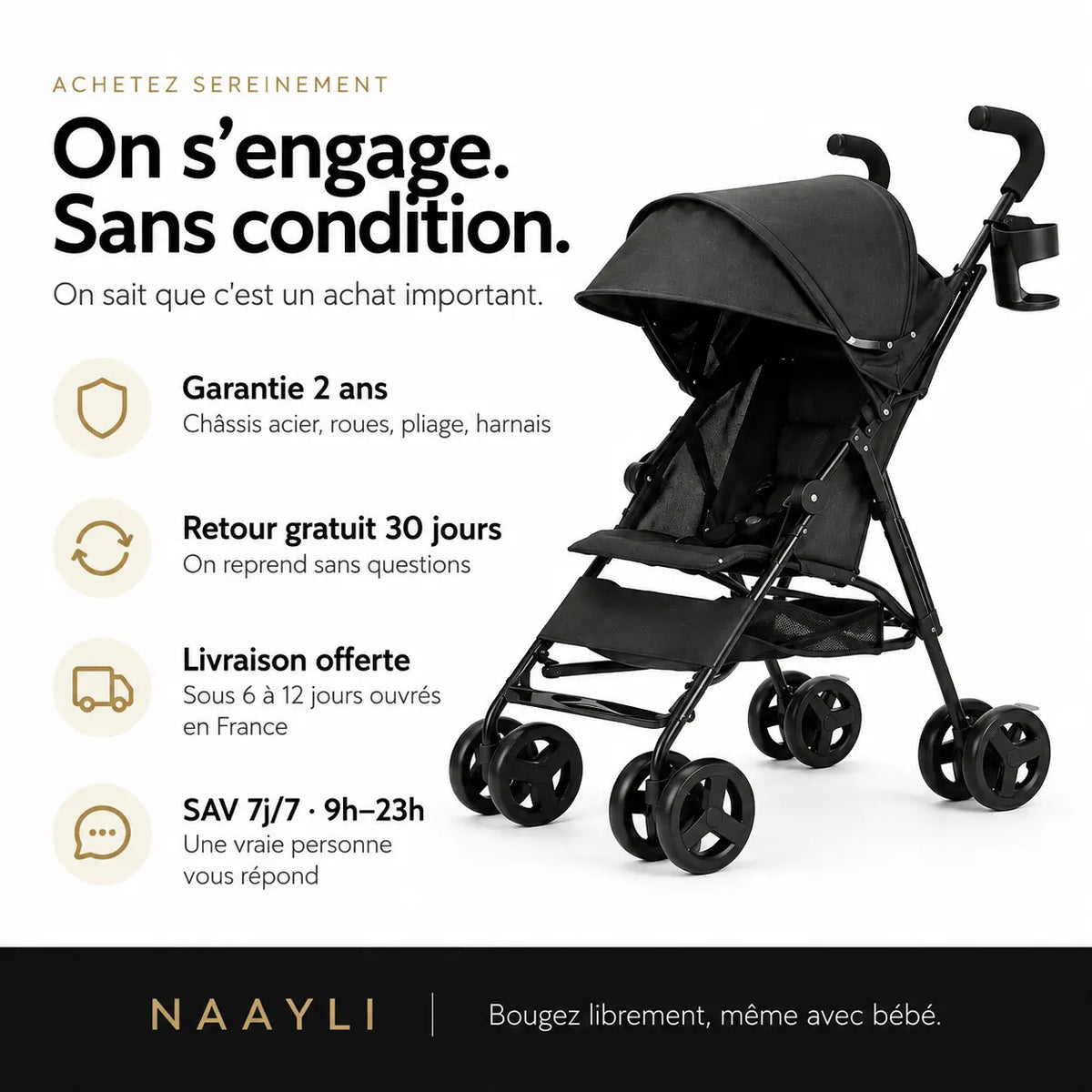 Poussette canne compacte légère - NAAYLI