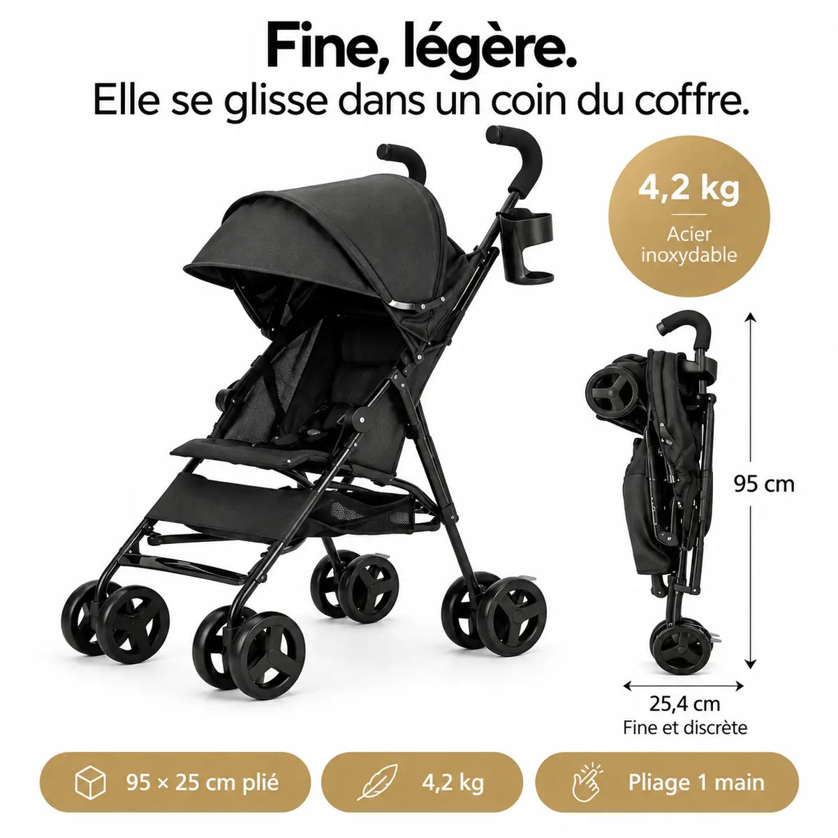 Poussette canne compacte légère - NAAYLI