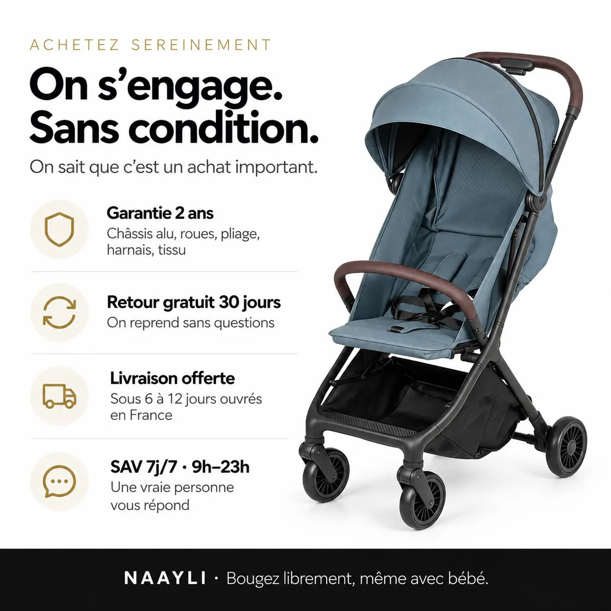 Poussette canne légère voyage - NAAYLI