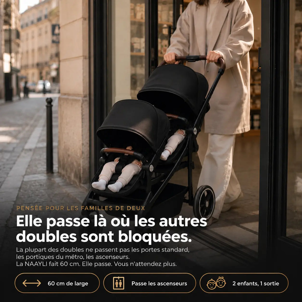 Poussette double compacte évolutive - NAAYLI