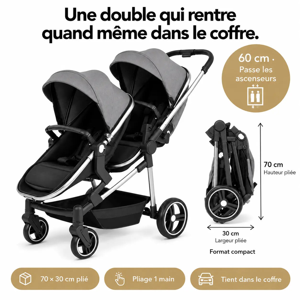 Poussette double compacte évolutive - NAAYLI