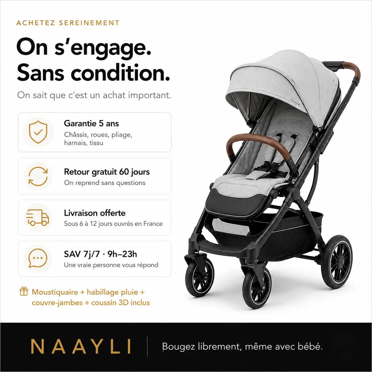 Poussette tout terrain légère - NAAYLI
