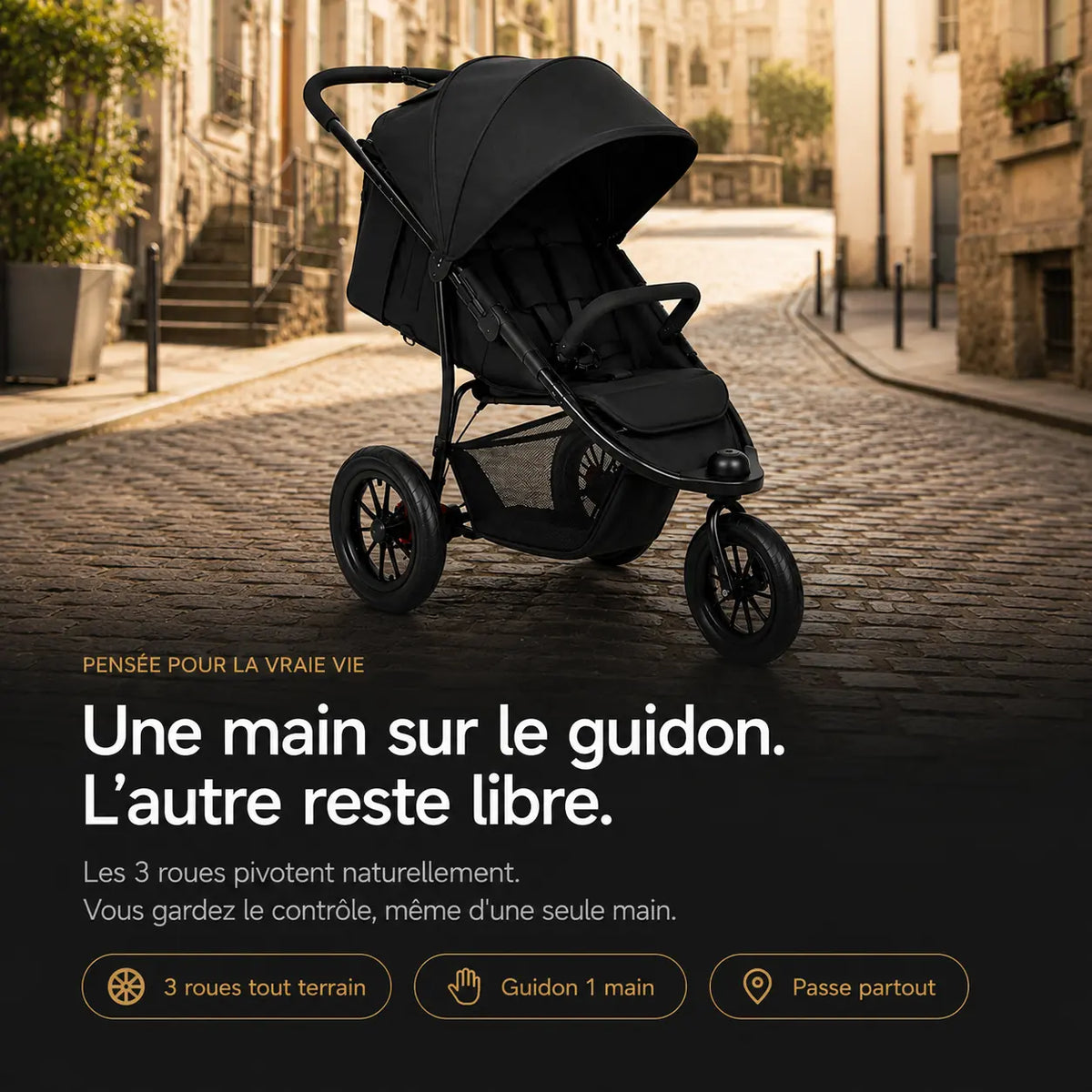Poussette tout terrain 3 roues - NAAYLI
