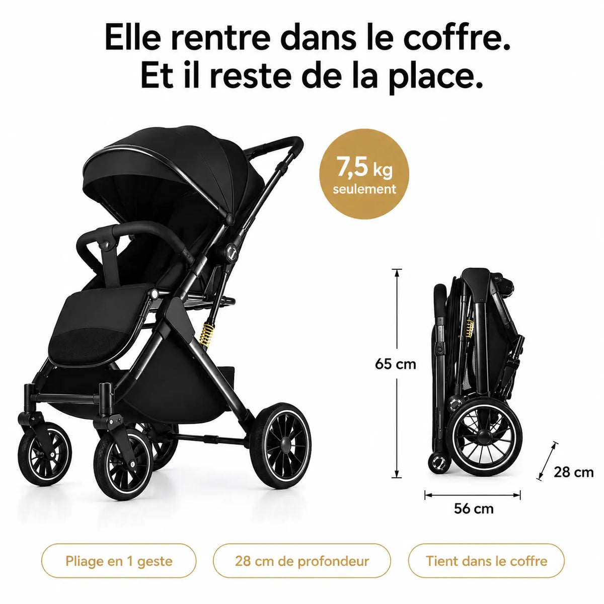 Poussette tout terrain suspension 4 roues - NAAYLI