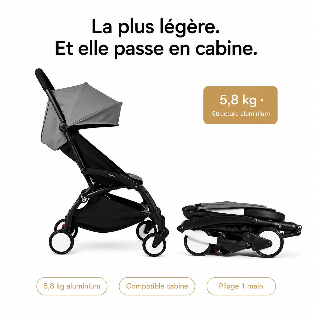 Poussette cabine avion ultra légère - NAAYLI