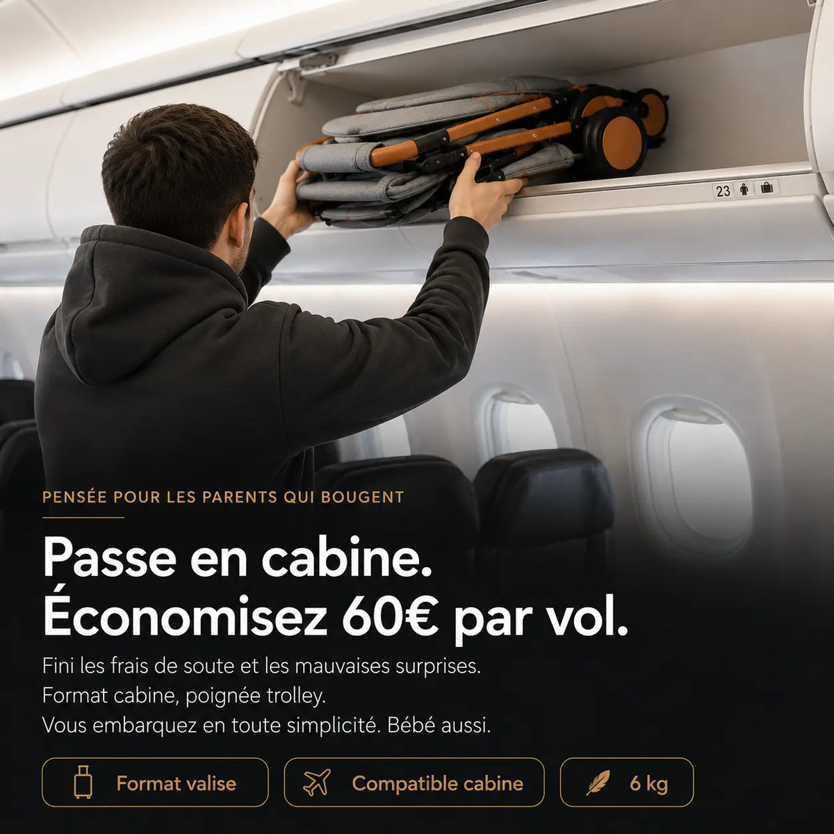 Poussette compacte avion pliage valise - NAAYLI